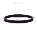 Black Leather Bracelet – Magnetic Clasp